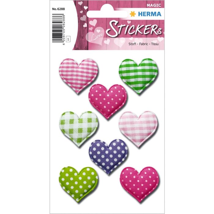 Decoratieve etiketten magische harten stof 1 vel