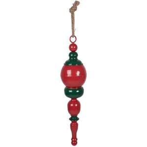 Clayre & Eef kerstdecoratie hanger metaal rood-groen...