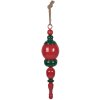 Clayre & Eef kerstdecoratie hanger metaal rood-groen Ø 12x52 cm