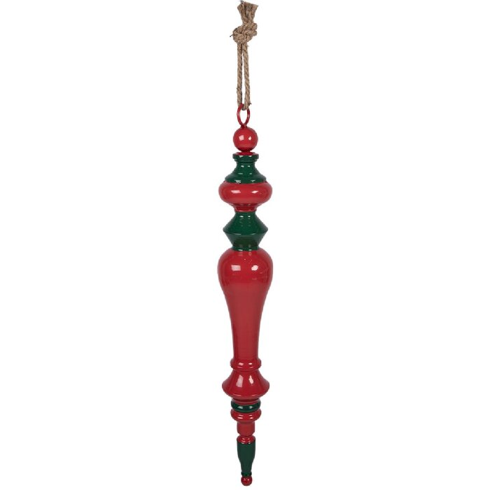 Clayre & Eef kerstdecoratie hanger rood-groen Ø 9x65 cm