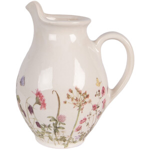 Clayre & Eef keramische kanne beige-roze 16x12x19 cm