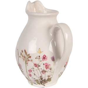 Clayre & Eef keramische kanne beige-roze 16x12x19 cm