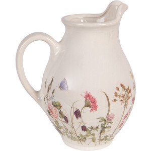 Clayre & Eef keramische kanne beige-roze 16x12x19 cm