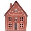 Clayre & Eef kerstdecoratie huis met LED, bruin-wit, 27x19x32 cm