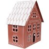 Clayre & Eef kerstdecoratie huis met LED, bruin-wit, 27x19x32 cm