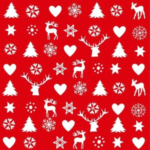 Papieren Servetten Kerstsymbolen-rood