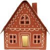 Clayre & Eef kerstdecoratie huis met LED bruin-wit 23x18x23 cm