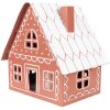 Clayre & Eef kerstdecoratie huis met LED bruin-wit 23x18x23 cm