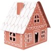 Clayre & Eef kerstdecoratie huis met LED bruin-wit 23x18x23 cm