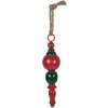 Clayre & Eef kerstdecoratie hanger metaal rood-groen Ø8x33cm