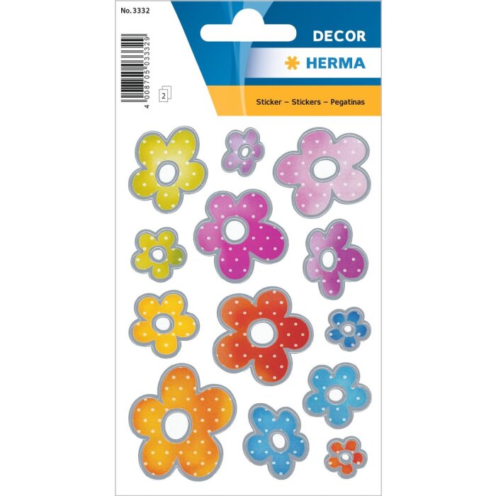 herma decoratieve etiketten decor bloemen zilver embossing 2 vellen.