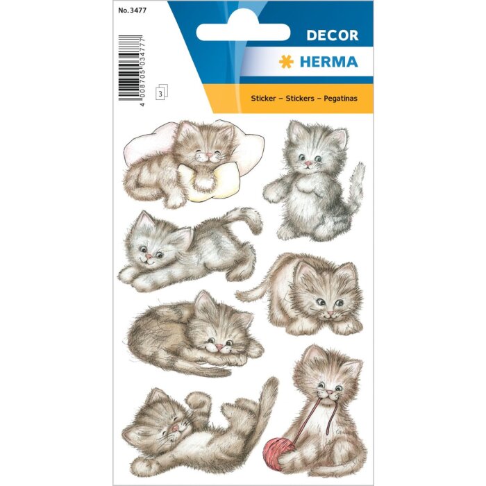 herma decoratieve etiketten decor Droll Kitten 3 vellen