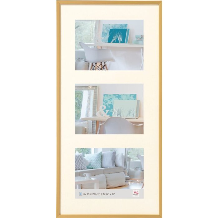Walther Gallery Lijst New Lifestyle 3 Fotos 15x20 cm goud