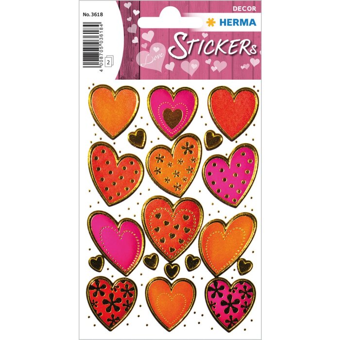 herma decoratieve etiketten decor harten goud 2 vellen