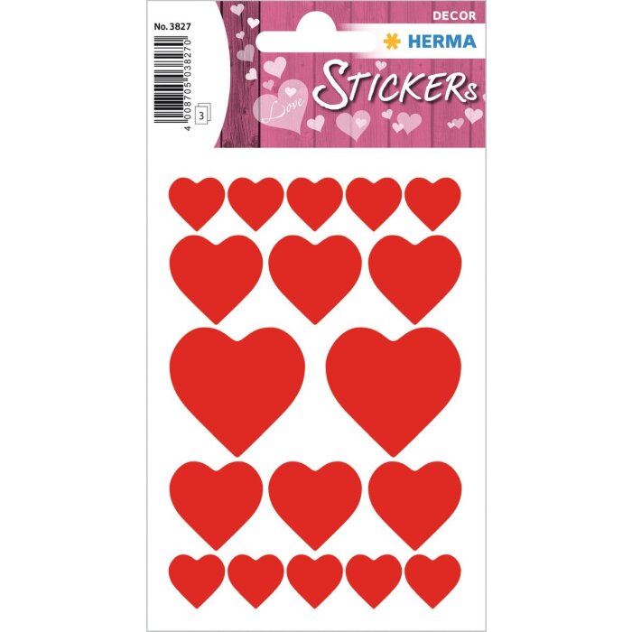 herma stickers decoratieve etiketten harten rood 3 vellen