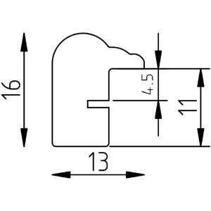 Effect Holzrahmen Profil 23, honingkleur, 25x50 cm, houten fotolijst met museumsglas