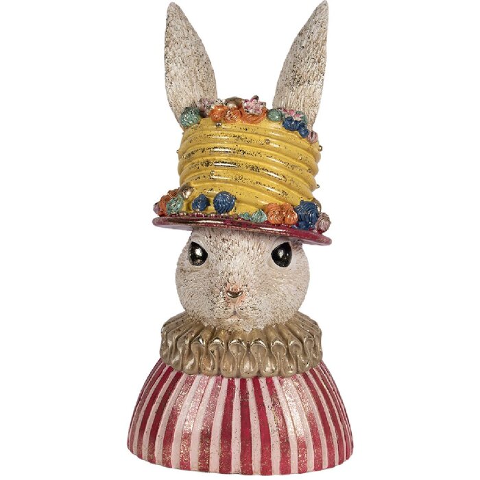 Clayre & Eef decoratieve kaninchenfiguur zacht beige roze 26x19x50 cm