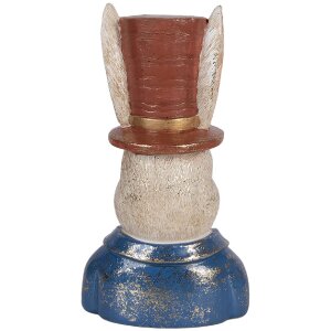 Clayre & Eef decoratief konijnbeeld beige met blauwe accenten 17x13x29 cm