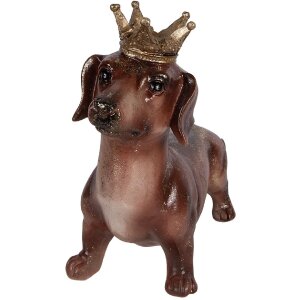 Clayre & Eef Decoratief Beeld Hond Bruin 35x14x28 cm