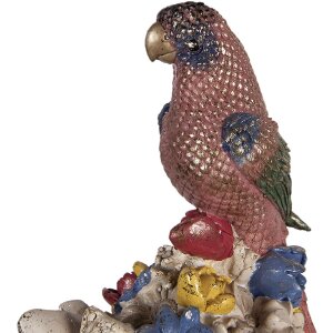 Clayre & Eef decoratief beeld kat met vogel, wit-goud, 24x21x40 cm