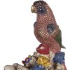 Clayre & Eef decoratief beeld kat met vogel, wit-goud, 24x21x40 cm