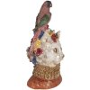 Clayre & Eef decoratief beeld kat met vogel, wit-goud, 24x21x40 cm
