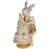 Clayre & Eef Decoratief Beeld Konijn met Taart Wit-Goud 20x15x36 cm