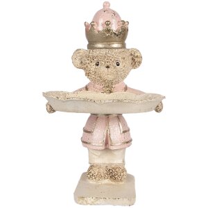 Clayre & Eef Decoratief Leeuwenbeestje met Schaal Beige Roze 14x13x24 cm