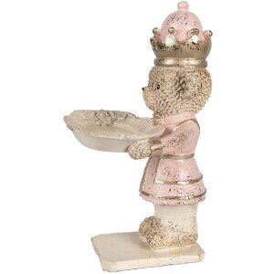 Clayre & Eef Decoratief Leeuwenbeestje met Schaal Beige Roze 14x13x24 cm