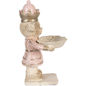 Clayre & Eef Decoratief Leeuwenbeestje met Schaal Beige Roze 14x13x24 cm