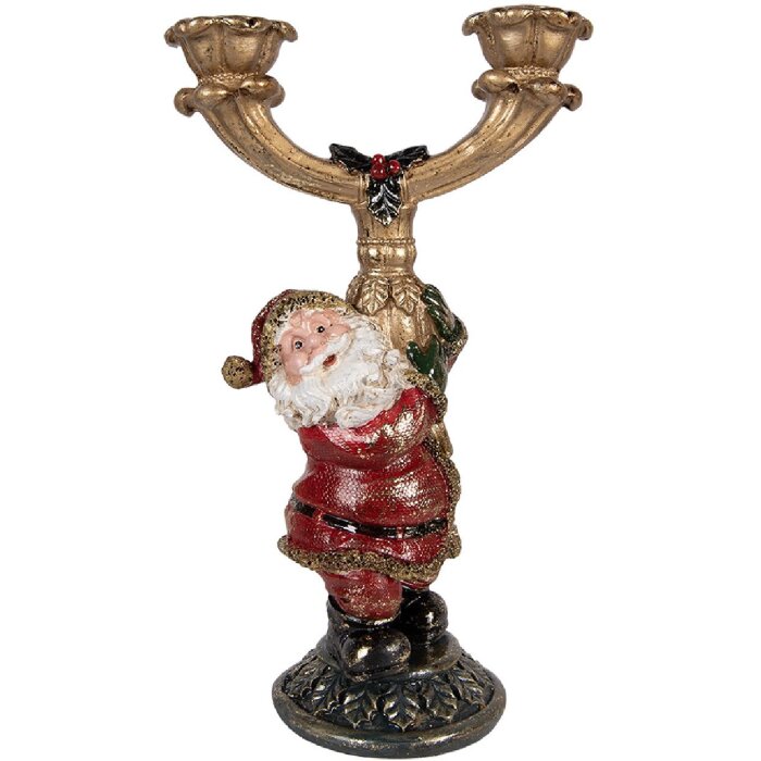 Clayre & Eef kerstman-kandelaar, goud, 17x10x28 cm