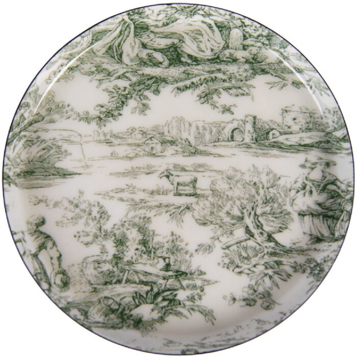 Clayre & Eef ijzeren onderschepers Ø 11 cm wit met groene accenten