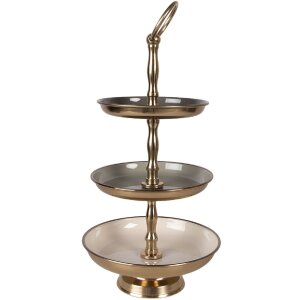 Clayre & Eef plankenrek Ø 18x35 cm beige-goud, 3 planken, ijzer