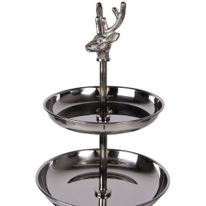 Clayre & Eef zilverkleurige ronde etagere Ø 26...