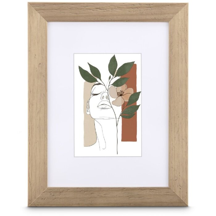 Hama Holzrahmen Albero Taupe – natuurlijk houten lijst met wormenstructuur en reflectiesglas, beschikbaar in 5 formaten