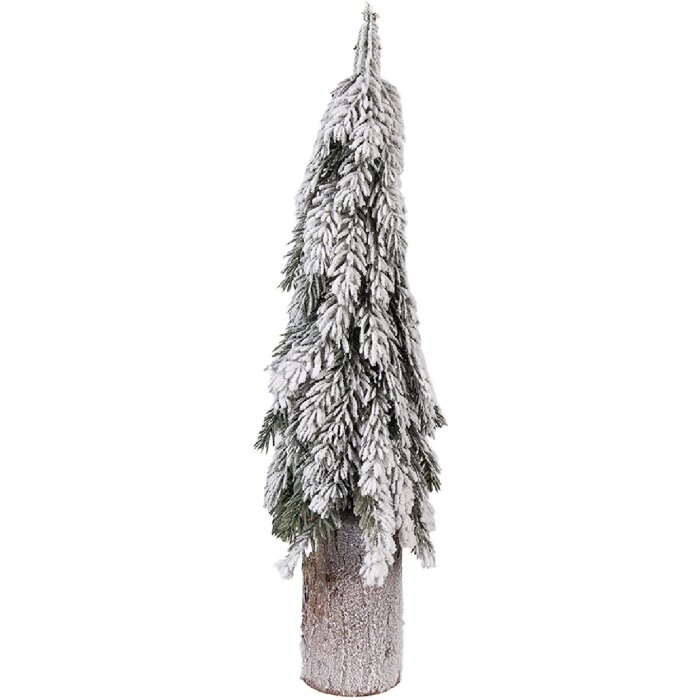 Clayre & Eef kunstmatige kerstboom met schneeuw-effect, Ø 18 x 57 cm, houten stam