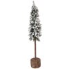 Clayre & Eef 50840 kerstboom kunststof wit/bruin Ø10x60 cm houten basis
