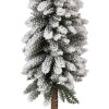 Clayre & Eef 50840 kerstboom kunststof wit/bruin Ø10x60 cm houten basis