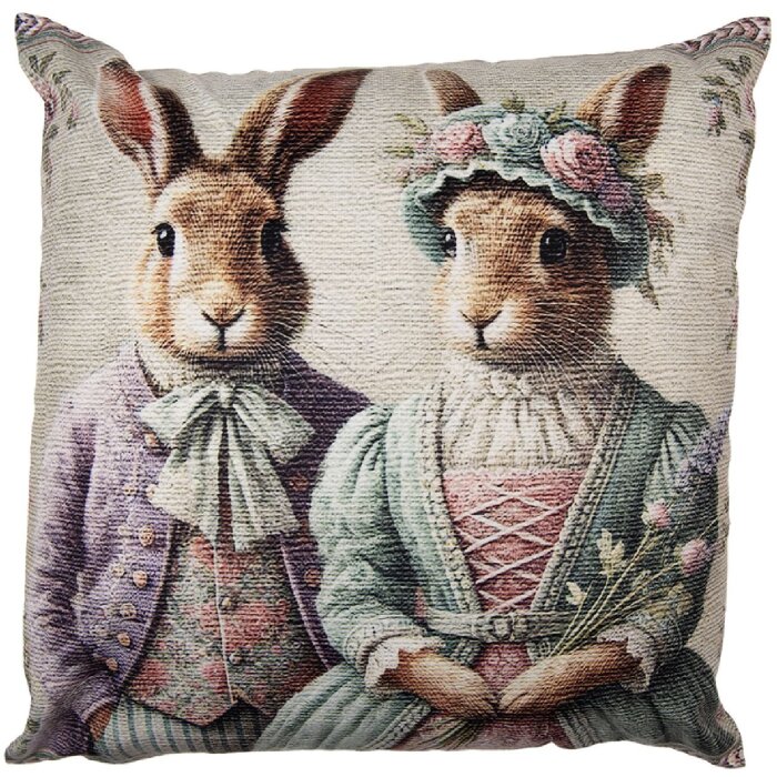 Clayre & Eef KT021.440 kussenhoes 45x45 cm groen bruin