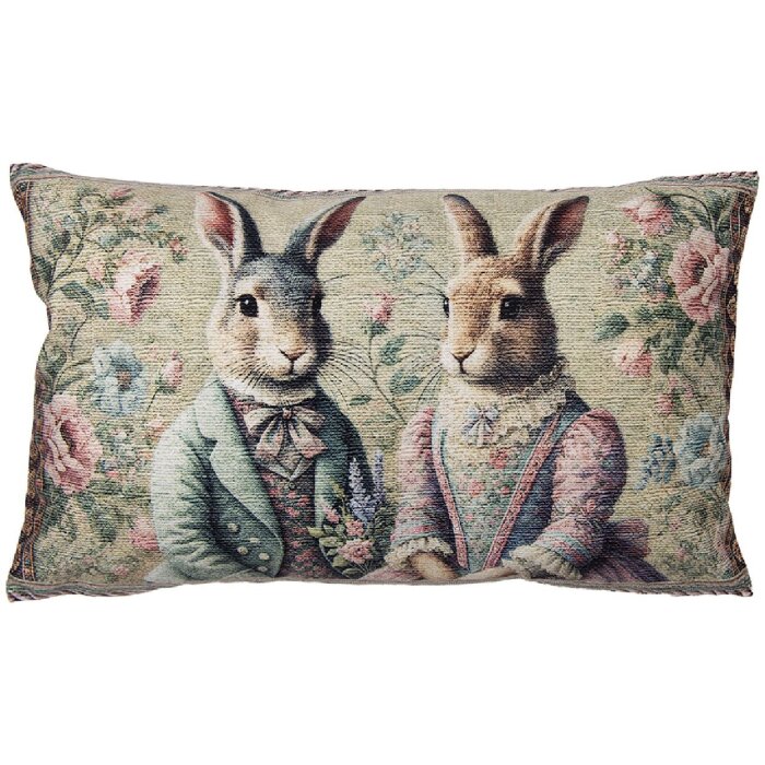 Clayre & Eef Kussensloop 35x50 cm Hazen Gobelin Vintage Bloemen