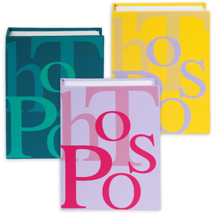 Goldbuch Inbouwalbum "PHOTOS" – Voor 100 foto’s 10x15 cm, kleurrijke hardcover met typografisch design