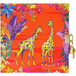 Goldbuch Dagboek Wild Life Giraffen 16,5 x 16,5 cm met gouden reliëf en goud/zilveren slot