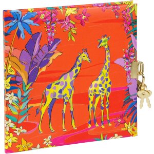 Goldbuch Dagboek Wild Life Giraffen 16,5 x 16,5 cm met gouden reliëf en goud/zilveren slot
