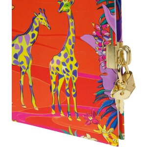 Goldbuch Dagboek Wild Life Giraffen 16,5 x 16,5 cm met gouden reliëf en goud/zilveren slot