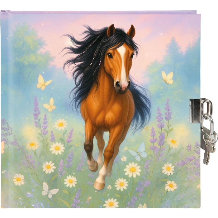 Goldbuch Dagboek Wiesenglück 16,5x16,5 cm wit met veiligheidskluis