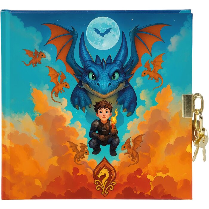 Goldbuch Dagboek Drakenvriend 16x16 cm, wit met slot