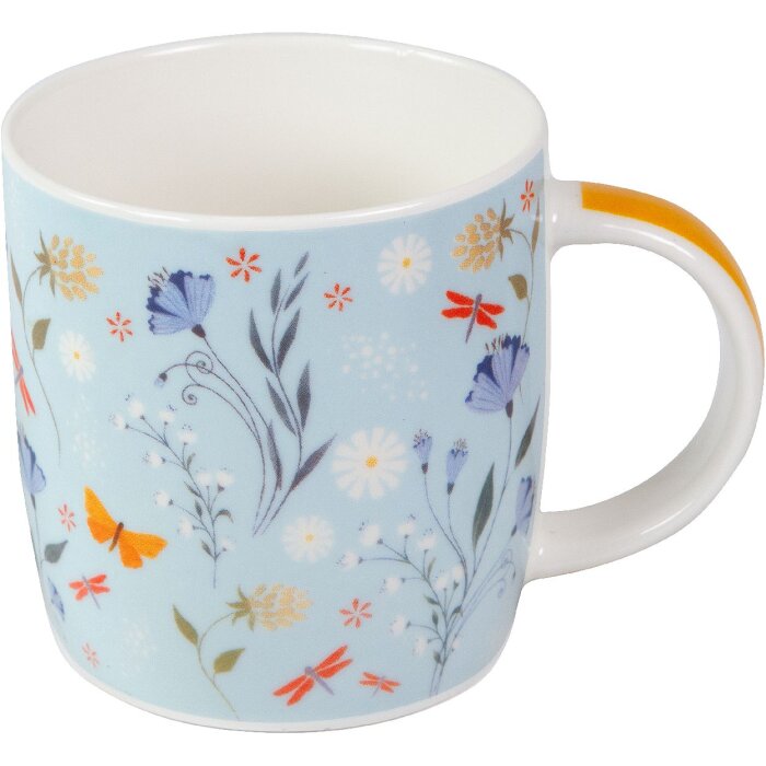 Goldbuch porseleintasse Secret Garden Blue – blauw met roze en lichtblauw bloemenmotief