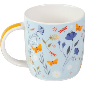 Goldbuch porseleintasse Secret Garden Blue – blauw met roze en lichtblauw bloemenmotief