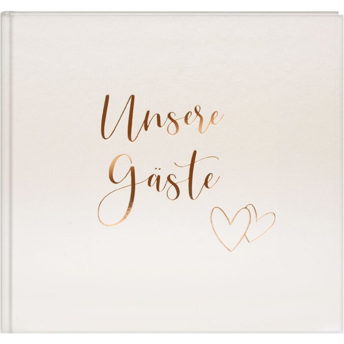 Goldbuch Gästebuch Herzklopfen 24x22 cm goldprägtes illustriertes Buch