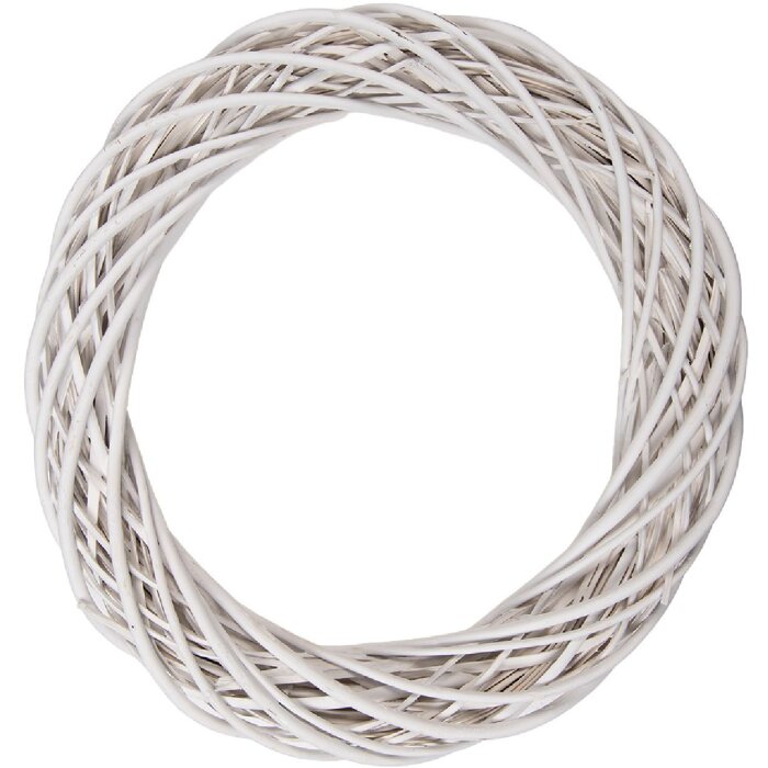 Clayre & Eef Rattankroon Wit Ø 50x9 cm Skandinavisch Decoratie